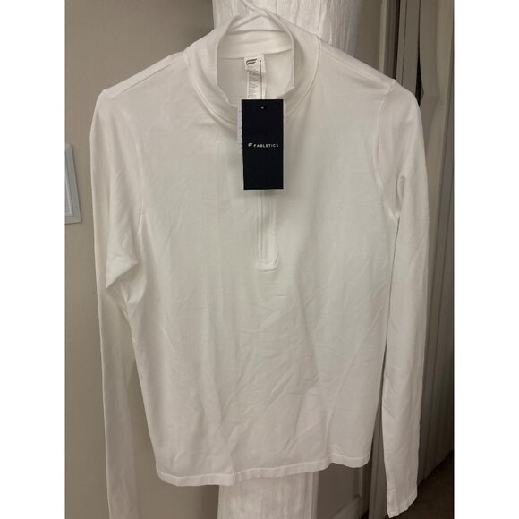 Fabletics Womens Medium White Half-Zip Pullover Long Sleeve Top Athletic - Picture 3 of 14